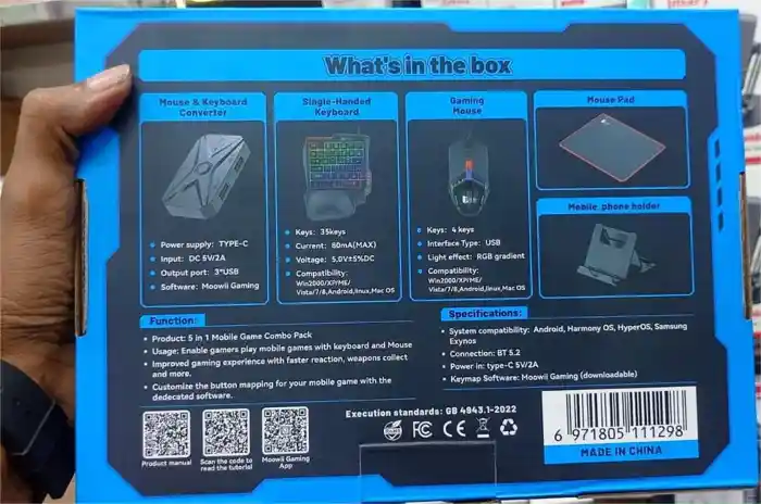 M1 Pro+ 5 in 1 Mobile Game Combo Pack